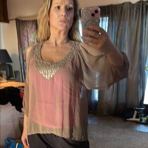 Elegant Sheer Blouse with Sequin Detail